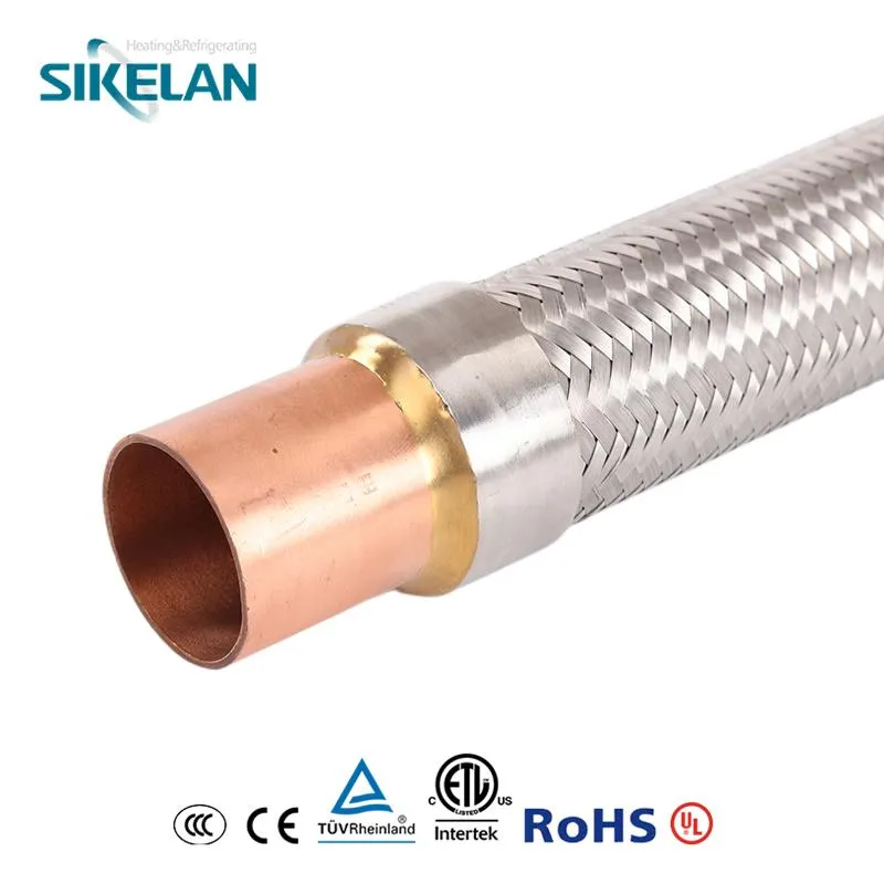 Tubo trançado com absorvedor de vibração de aço inoxidável com extremidade de cobre para refrigeração